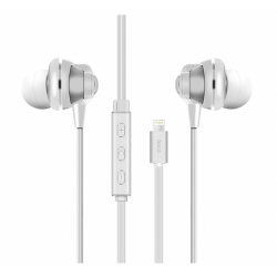 HOCO L1 Iphone 7 Lightning Jack Earphone - Wired with Volume Control Compatible for All Lightning Connection Interface. (White)